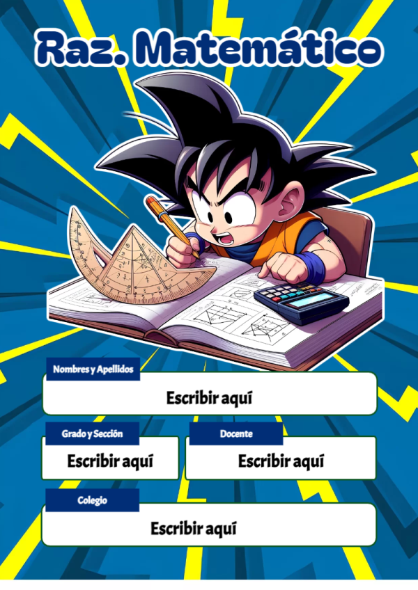 Portada de Dragon Ball de Raz. Matemático para cuaderno para clases - versión premium para imprimir