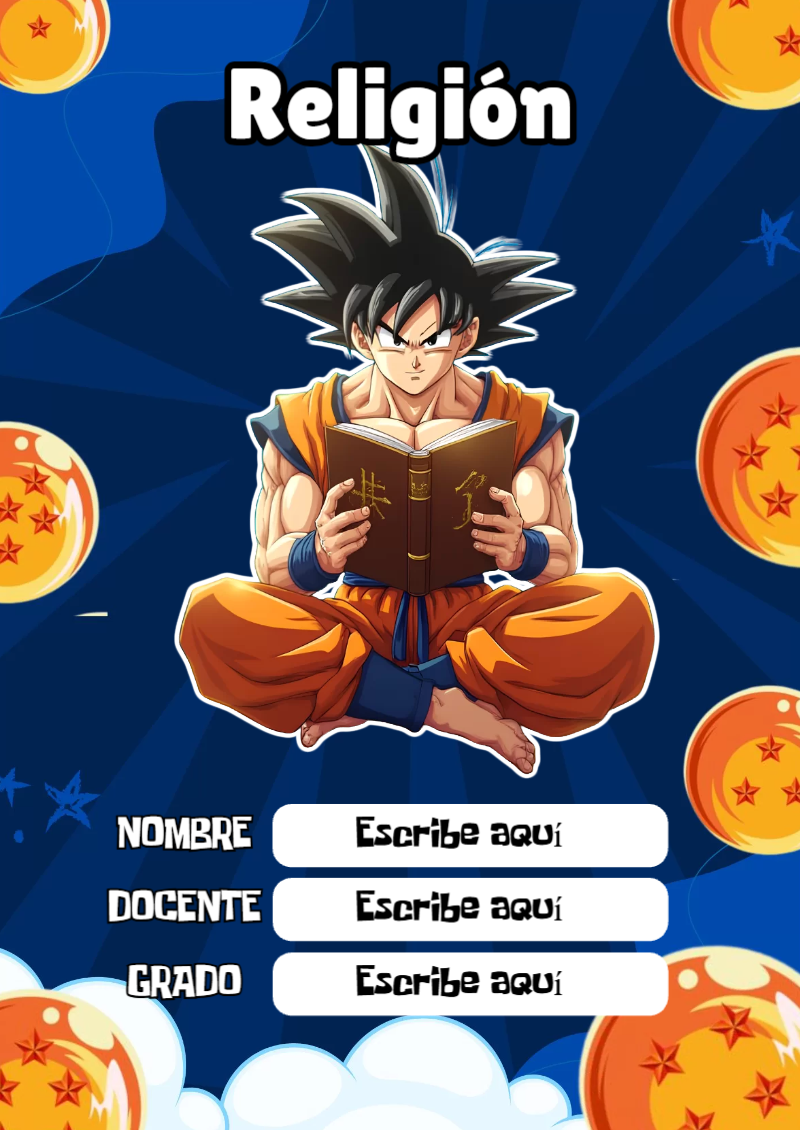Portada de Dragon Ball de Religión Editable para Imprimir Gratis