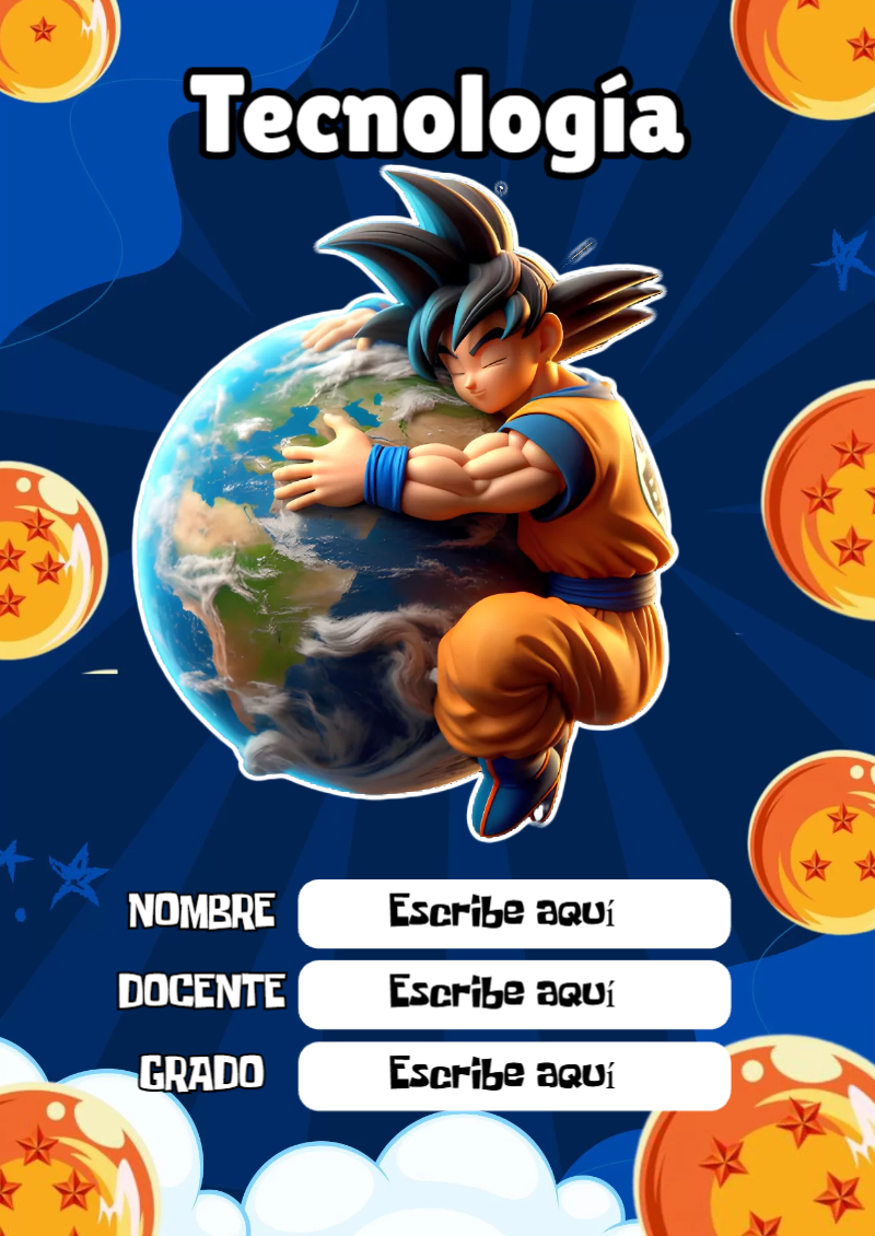 Portada de Dragon Ball de Tecnología Editable para Imprimir Gratis