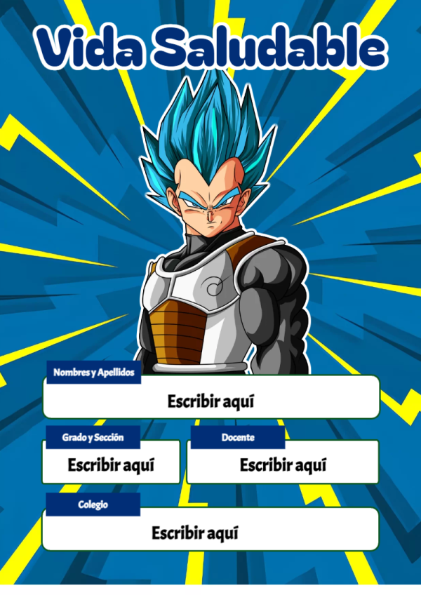 Portada de Dragon Ball de Vida Saludable para cuaderno colorida y creativa - tendencia educativa 2026