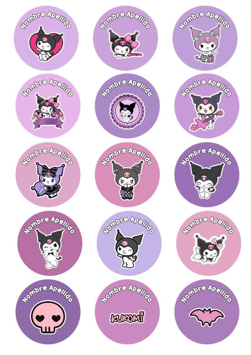 Etiquetas de Etiquetas Escolares para Cuadernos de Kuromi para primaria y preescolar - creación especial de Mini Canva
