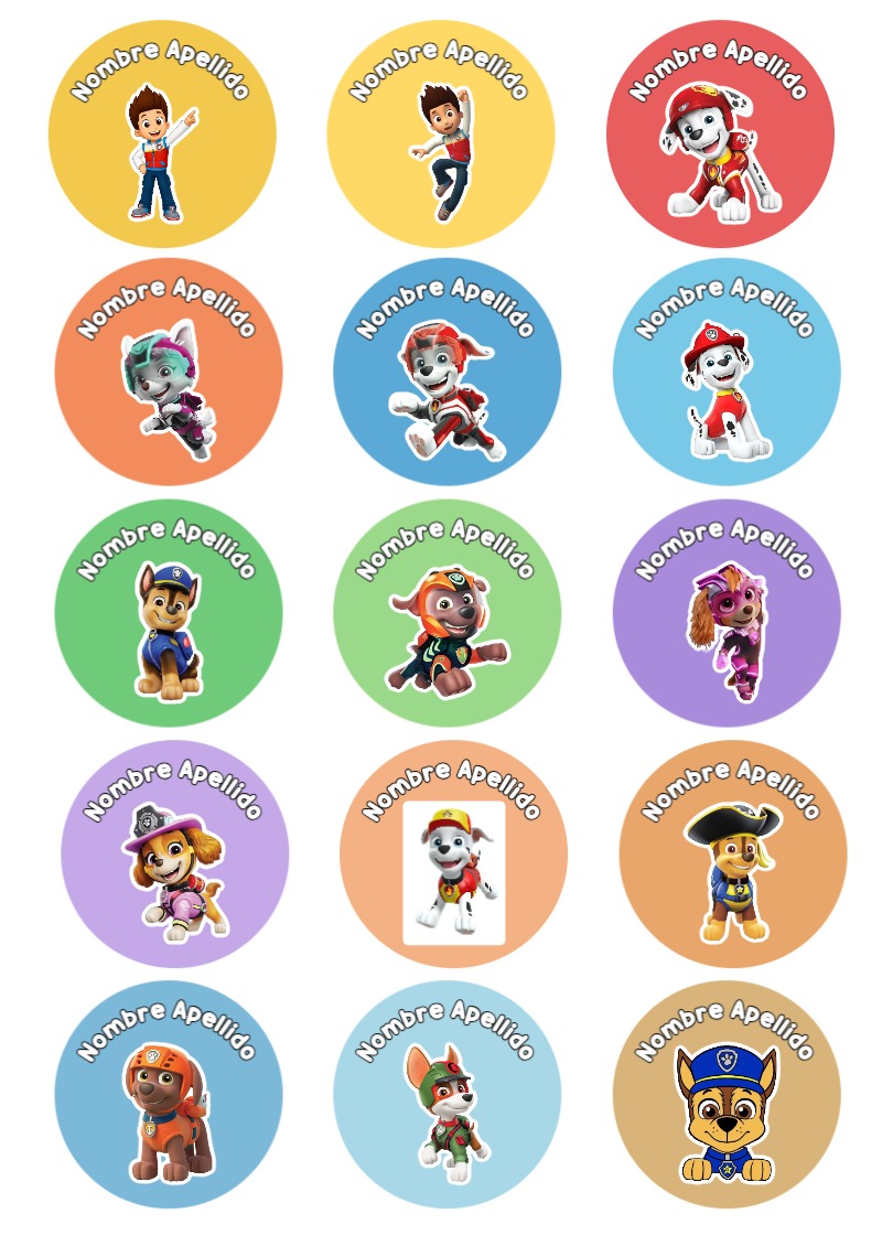 Etiquetas de Etiquetas Escolares para Cuadernos de Paw Patrol para primaria y preescolar - perfecto para organizar tus apuntes
