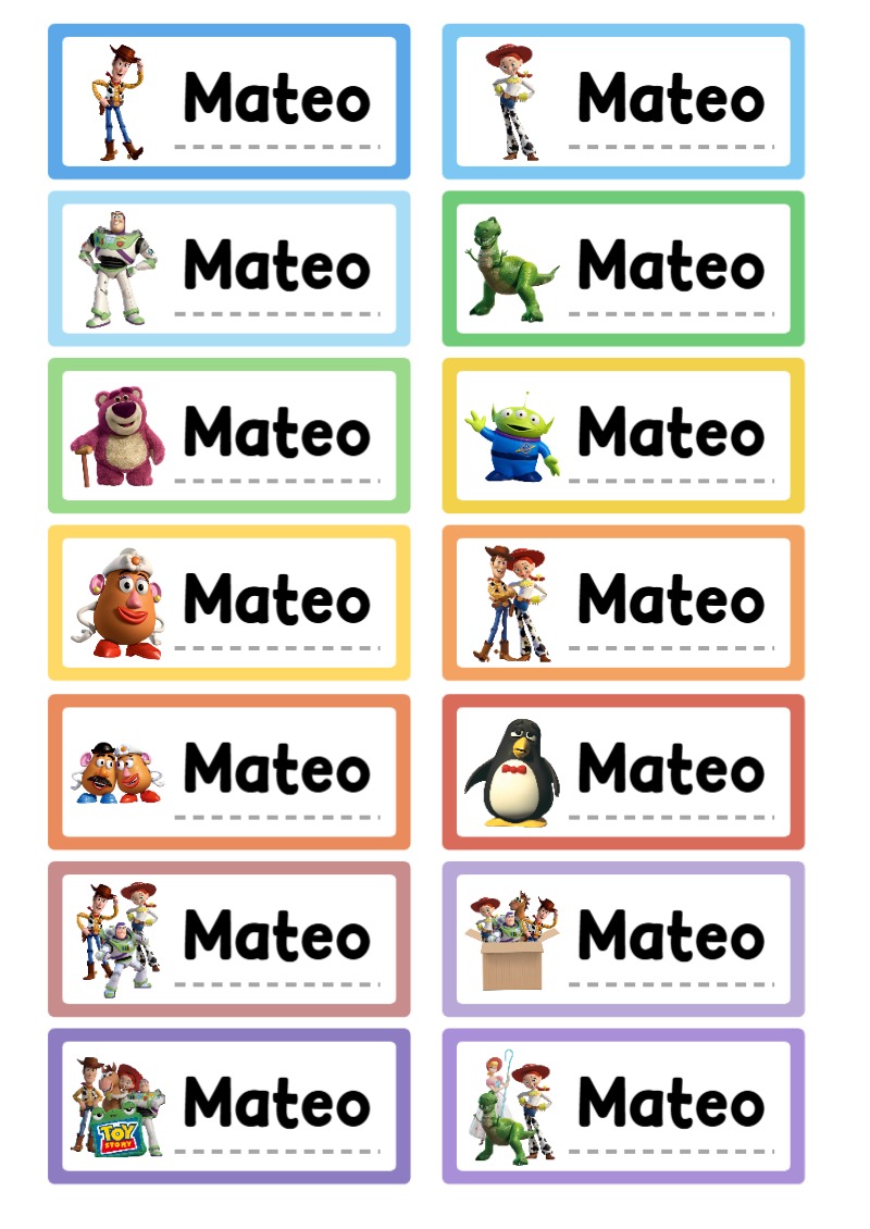 Etiquetas escolares de Etiquetas Escolares para Cuadernos de TOY STORY bonitas para imprimir - para personalizar tus materias