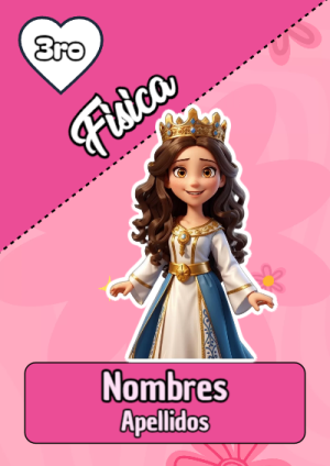 Portada de fisicacon princesas de disney para cuaderno en tamaño A4 - formato digital listo para usar