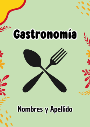 Portada de Gastronomía para cuaderno fácil de imprimir - ideal para el nuevo año escolar