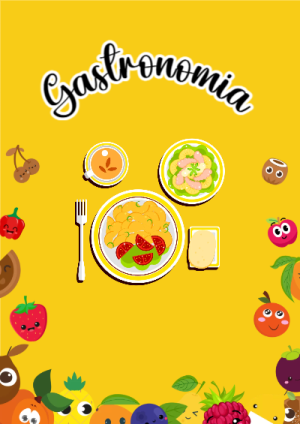 Portada de Gastronomía para cuaderno fácil de imprimir - con colores vivos y llamativos