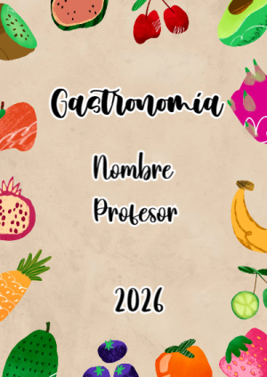 Portada de Gastronomía para cuaderno lista para imprimir en A4 - formato digital listo para usar