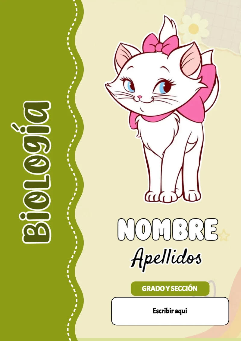 Portada de Gatita Marie de Biología Editable para Imprimir Gratis