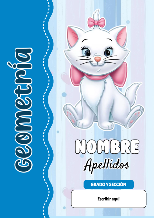 Portada de Gatita Marie de Geometría para cuaderno colorida y creativa - creación especial de Mini Canva