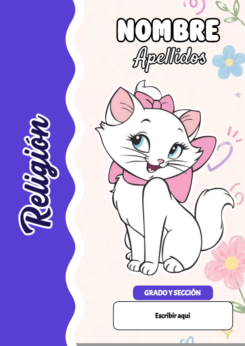 Portada de Gatita Marie de Religión Editable para Imprimir Gratis