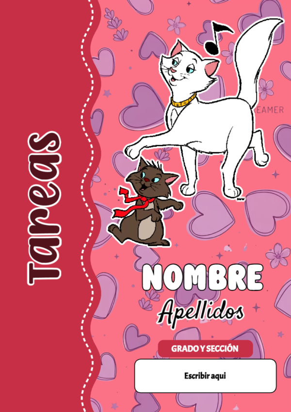 Portada de Gatita Marie de Tareas para cuaderno con estilo creativo - estilo único para estudiantes