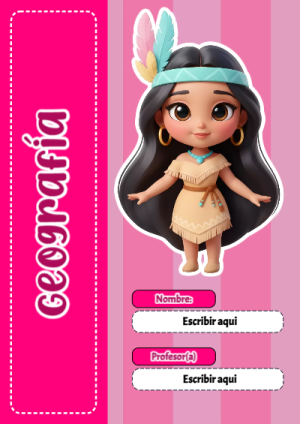 Portada de geografía con princesas de disney para cuaderno escolar creativa - estilo único para estudiantes