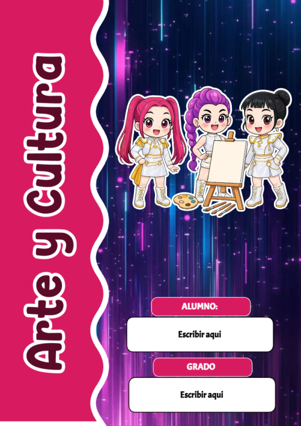 Portada de Guerreras K pop de Arte y Cultura para cuaderno para primaria - ideal para cuadernos de espiral
