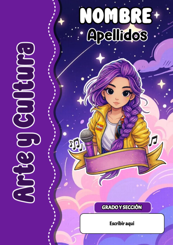Portada de Guerreras K pop de Arte y Cultura para cuaderno escolar para imprimir gratis - con colores vivos y llamativos