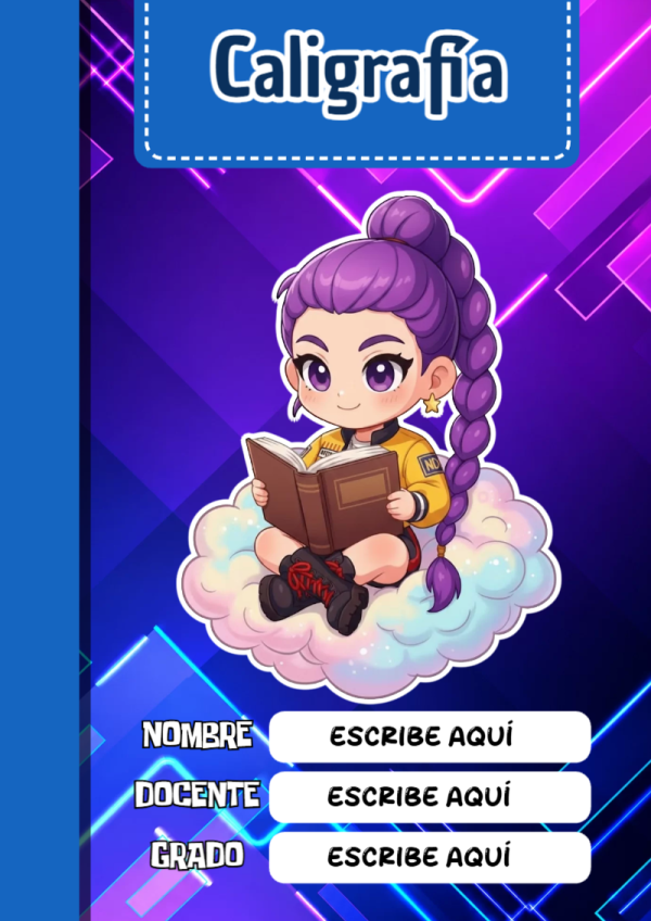Portada de Guerreras K pop de Caligrafía para cuaderno ideal para niños - creación especial de Mini Canva