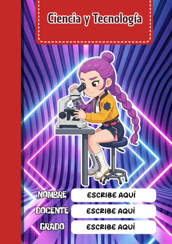 Portada de Guerreras K pop de Ciencia y Tecnología para cuaderno con estilo creativo - formato digital listo para usar