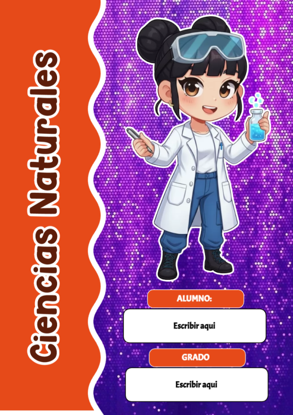Portada de Guerreras K pop de Ciencias Naturales para cuaderno para niños de primaria - creación especial de Mini Canva