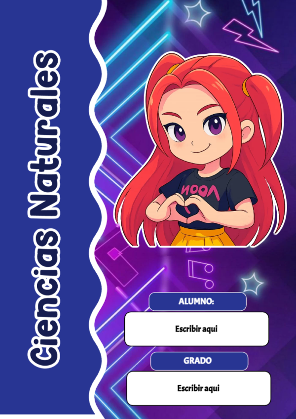 Portada de Guerreras K pop de Ciencias Naturales para cuaderno en tamaño A4 - ideal para el nuevo año escolar