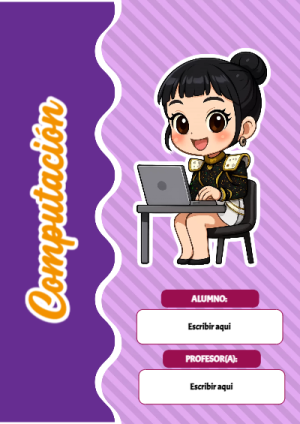 Portada de Guerreras K pop de Computación para cuaderno lista para imprimir en A4 - ideal para cuadernos de espiral