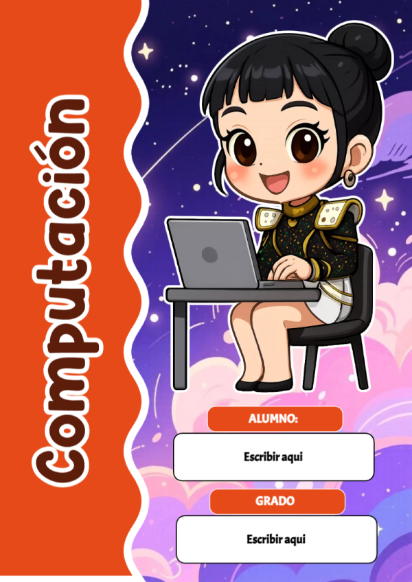 Portada de Guerreras K pop de Computación para cuaderno con diseño bonito - disponible para descarga gratuita
