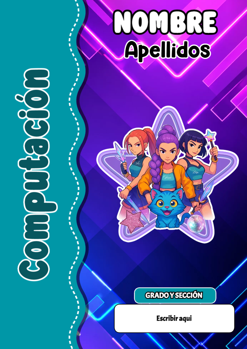 Portada de Guerreras K pop de Computación Editable para Imprimir Gratis