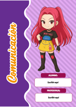 Portada de Guerreras K pop de Comunicación para cuaderno bonita para imprimir - diseño escolar moderno