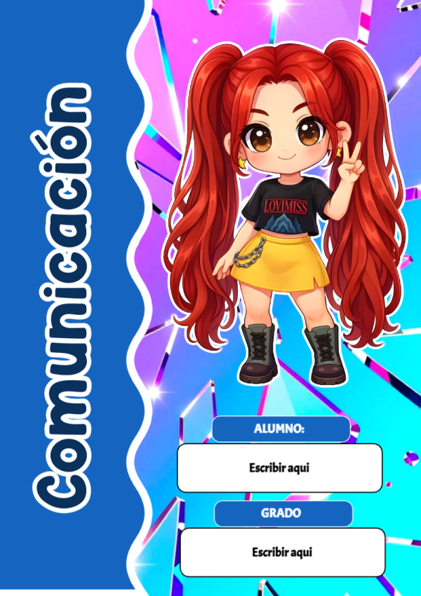 Portada de Guerreras K pop de Comunicación para cuaderno escolar creativa - versión premium para imprimir
