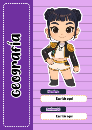 Portada de Guerreras K pop de Geografía para cuaderno en formato A4 - versión premium para imprimir