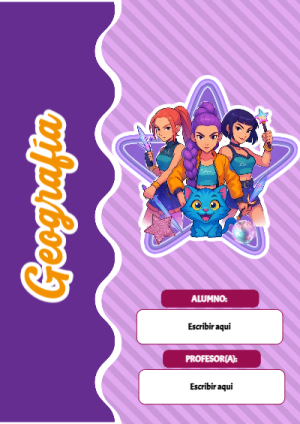 Portada de Guerreras K pop de Geografía para cuaderno con estilo infantil - ideal para el nuevo año escolar