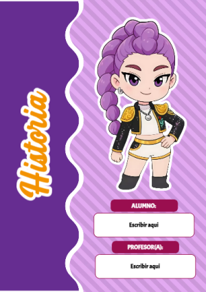 Portada de Guerreras K pop de Historia para cuaderno en formato A4 - creación especial de Mini Canva