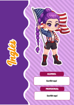 Portada de Guerreras K pop de Inglés para cuaderno colorida y creativa - perfecto para organizar tus apuntes