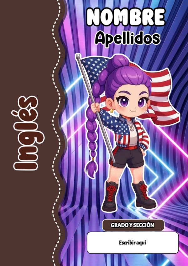Portada de Guerreras K pop de Inglés para cuaderno para primaria - formato digital listo para usar