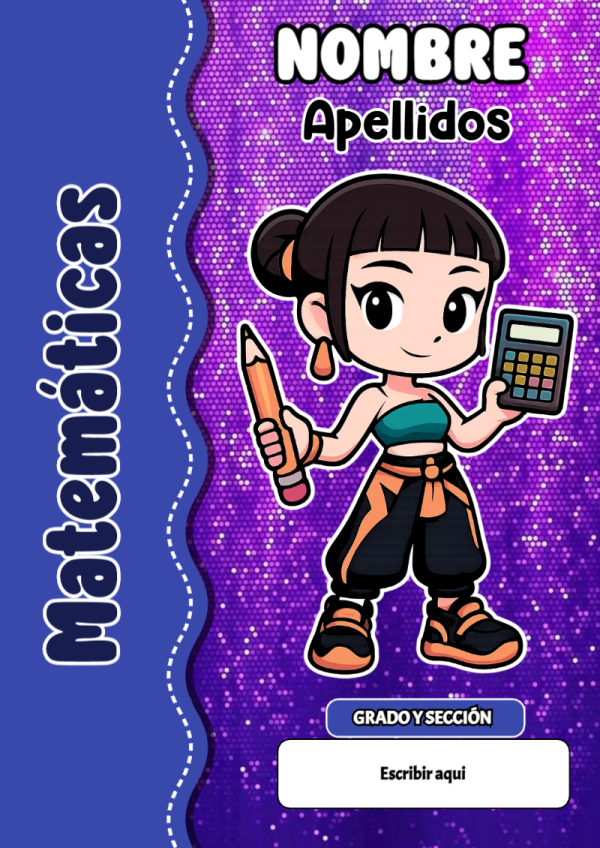 Portada de Guerreras K pop de Matemáticas para cuaderno colorida y creativa - tendencia educativa 2026
