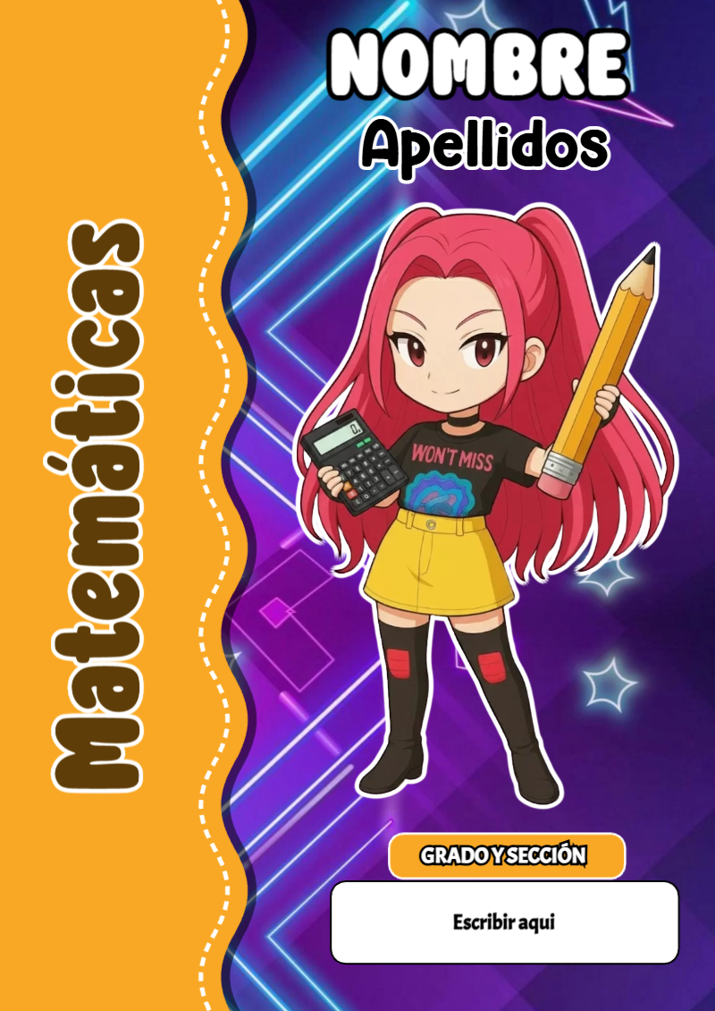 Portada de Guerreras K pop de Matemáticas Editable para Imprimir Gratis