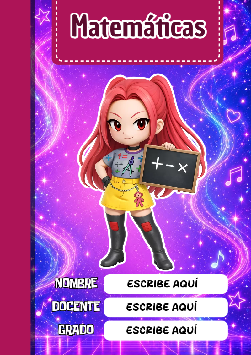 Portada de Guerreras K pop de Matemáticas Editable para Imprimir Gratis