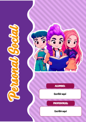 Portada de Guerreras K pop de Personal Social para cuaderno para niños de primaria - con colores vivos y llamativos