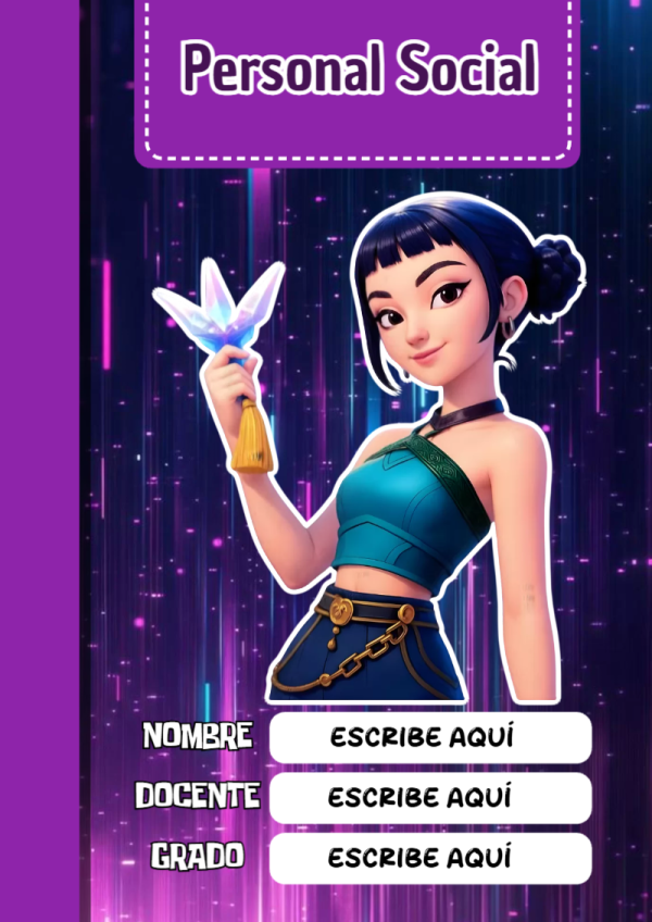Portada de Guerreras K pop de Personal Social para cuaderno escolar para imprimir gratis - ideal para cuadernos de espiral