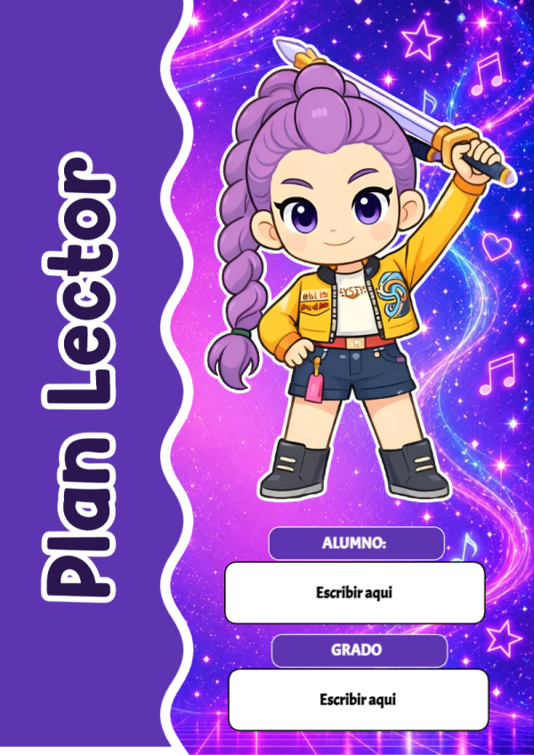 Portada de Guerreras K pop de Plan Lector para cuaderno para clases - disponible para descarga gratuita