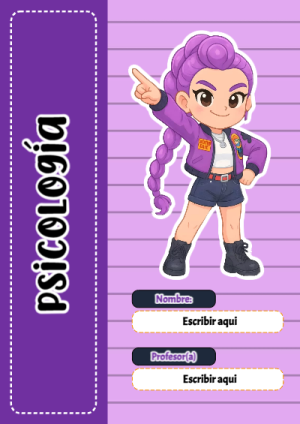 Portada de Guerreras K pop de Psicología para cuaderno bonita para imprimir - tendencia educativa 2026