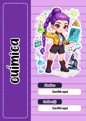 Portada de Guerreras K pop de Química para cuaderno con estilo creativo - con colores vivos y llamativos