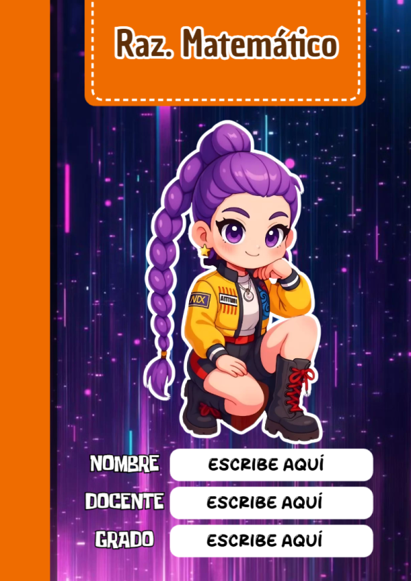 Portada de Guerreras K pop de Raz. Matemático para cuaderno colorida y creativa - perfecto para organizar tus apuntes