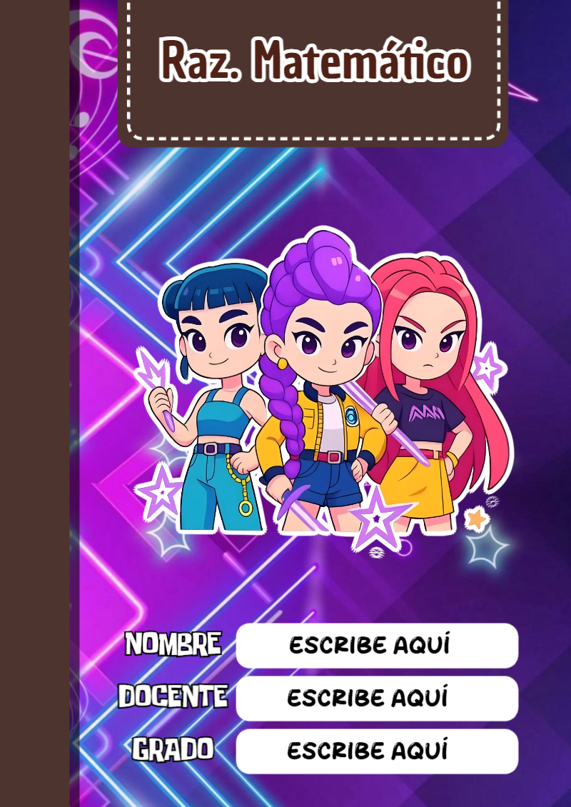Portada de Guerreras K pop de Raz. Matemático Editable para Imprimir Gratis