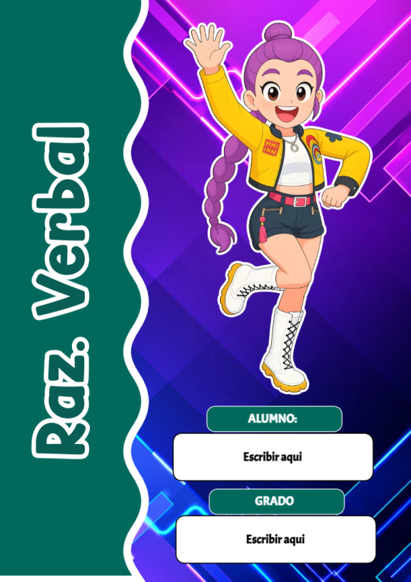 Portada de Guerreras K pop de Raz. Verbal para cuaderno bonita para imprimir - diseño escolar moderno
