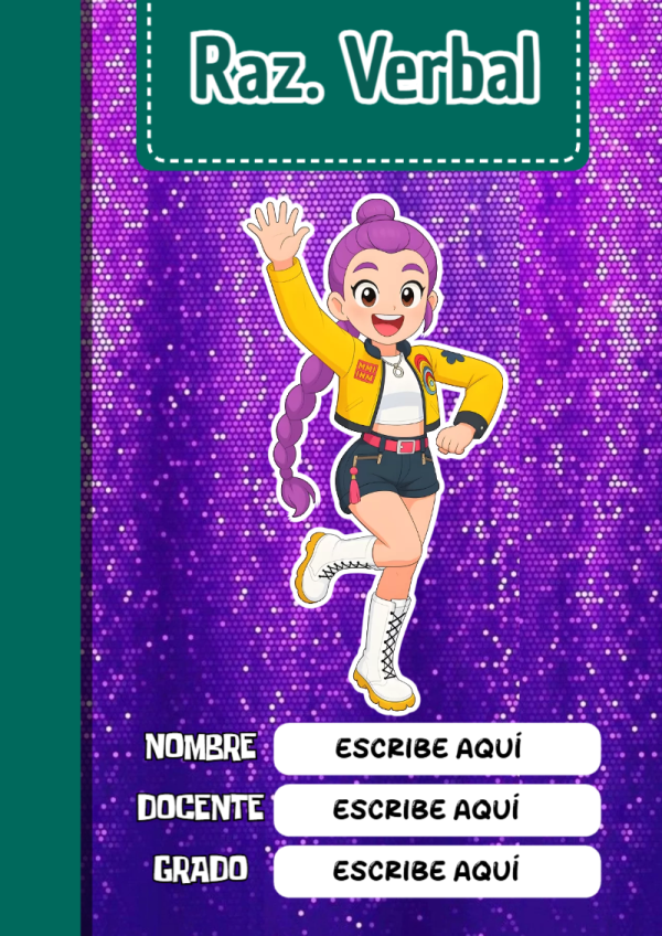 Portada de Guerreras K pop de Raz. Verbal para cuaderno bonita para imprimir - versión premium para imprimir