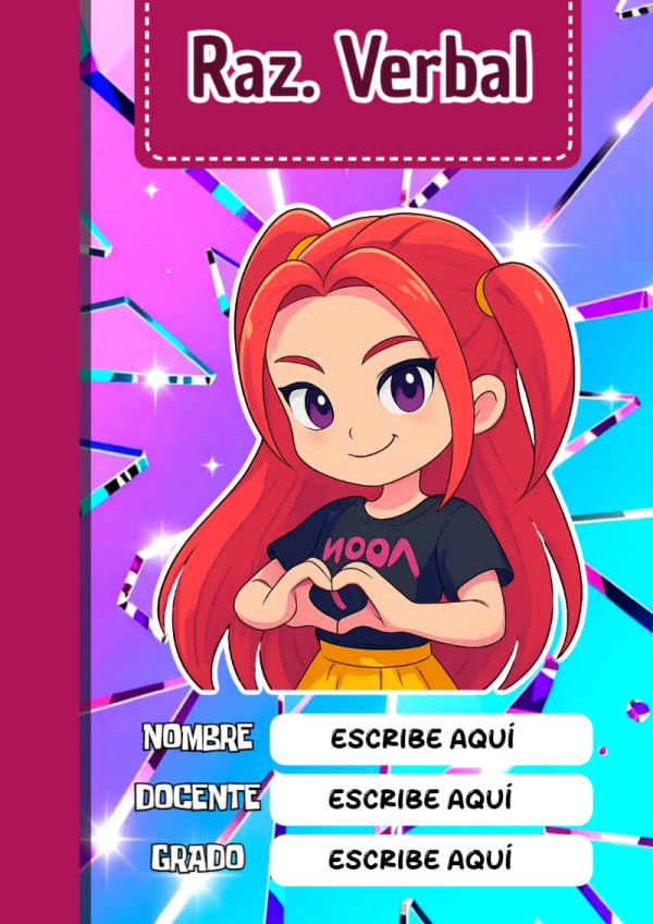 Portada de Guerreras K pop de Raz. Verbal para cuaderno fácil de imprimir - formato digital listo para usar