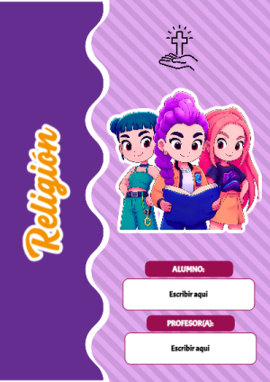 Portada de Guerreras K pop de Religión para cuaderno fácil de imprimir - diseño exclusivo y original