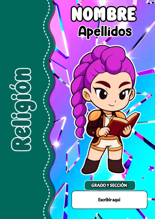 Portada de Guerreras K pop de Religión para cuaderno personalizada para imprimir - disponible para descarga gratuita