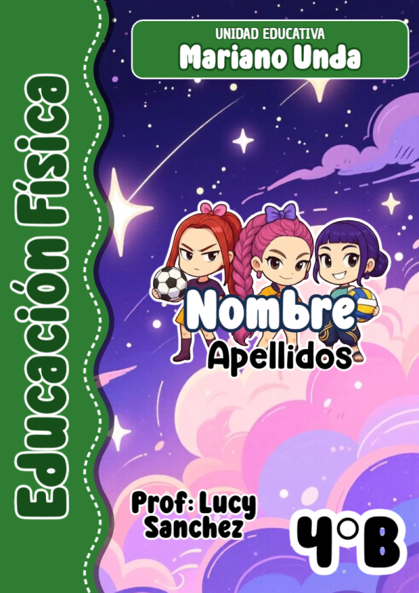 Portada de Guerreras K pop Educación Física para cuaderno con diseño bonito - ideal para cuadernos de espiral