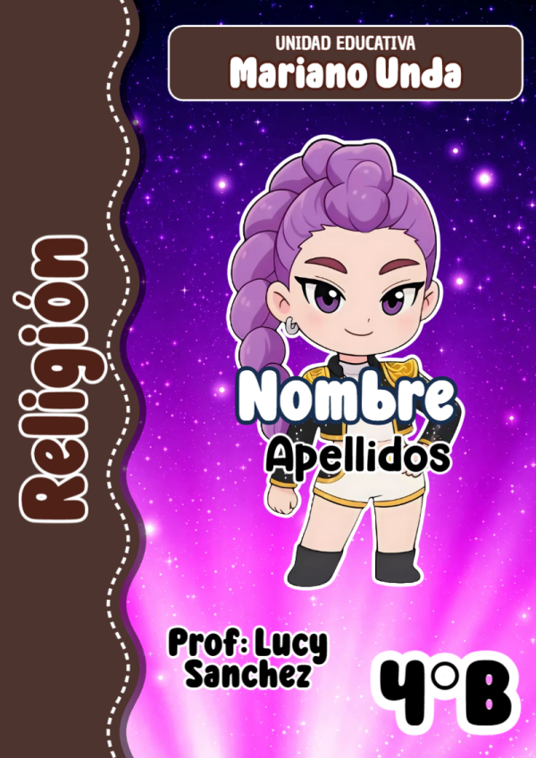 Portada de Guerreras K pop Religión para cuaderno lista para imprimir en A4 - creación especial de Mini Canva