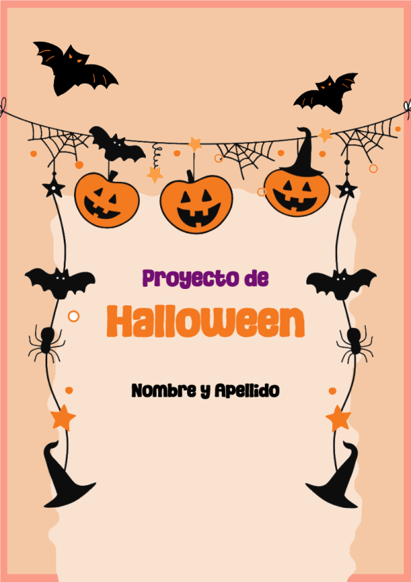 Portada de Halloween de Halloween de Fiesta para cuaderno lista para imprimir en A4 - ideal para el nuevo año escolar